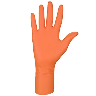 Image de Nitrylex Gants nitrile d&#039;examen et de protection, jetables, non stériles, poudrés, petits, couleur orange, 21821