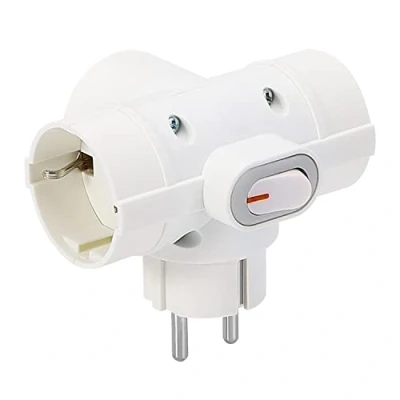 Image de Aigostar Multiprise 3 prises avec interrupteur. 3680W. Blanche. (Sans mise à la terre, non utilisable en France)