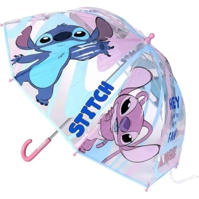 Image de Parapluie Cloche Lilo &amp; Stitch Imprimé et sa Copine Angel Ouverture Manuelle Fabriqué en 100% POE avec Structure Fibre de Verre Produit Original Conçu Espagne
