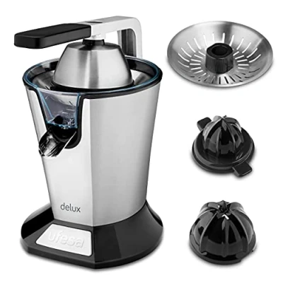 Image de Ufesa EX4950 Presse Agrumes Électrique avec Levier, 600W, Versement Continue, Système Anti Gouttes, Double Cône, Filtre en Acier Inoxydable