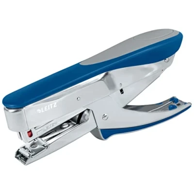Image de Leitz Pince Agrafeuse, Capacité 30 Feuilles, Bleu, Boîtier Métallique Ergonomique Avec Softgrip, Chargement par le Haut, Utilisation Agrafes P3 (24/6, 26/6), 55480033