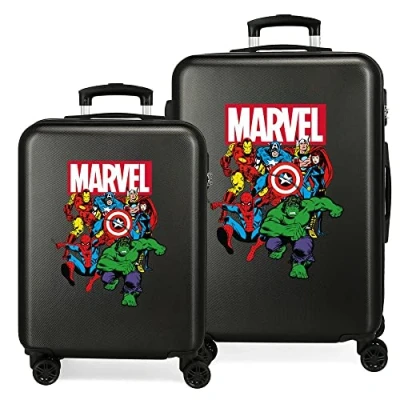 Image de Marvel Avengers Sky Set de Bagages Noir 55/68 cms Rigide ABS Serrure à combinaison 104L 4 roues doubles Bagage main