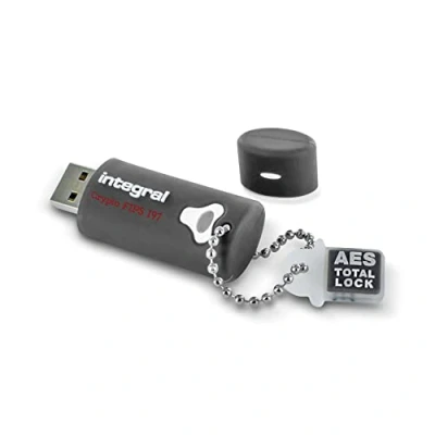 Image de Integral 64GB Crypto Drive FIPS 197 Encrypted USB 3.0 lecteur flash 64 Go Type A 3.2 Gen 1 (3.1 1) Gris Neuf