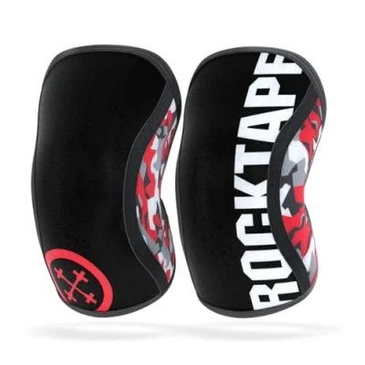 Image de RockTape Assassins Protèges genoux, Genouillères d&#039;entraînemente en néoprène, durables et confortables, Camo Rouge, M, Pack 2