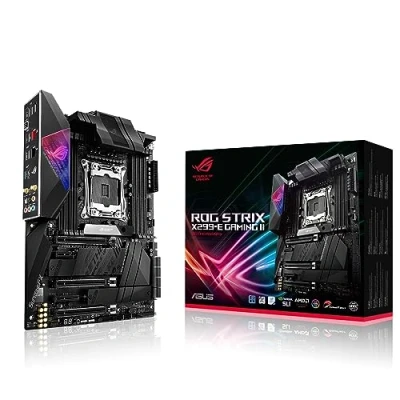 Image de ASUS ROG Strix X299 E GAMING II Carte mère Intel LGA 2066 ATX pour Core X (12 phases d’alimentation, Wi Fi 6 802.11ax, LAN 2.5 Gb/s, USB 3.2 Gén.2, SATA, 3xM.2, affichage OLED, Aura Sync RGB)