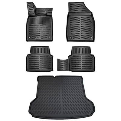 Image de ELMASLINE Lot de tapis en caoutchouc 3D et bac coffre pour Audi Q4 E TRON à partir 2021 (plancher chargement standard) Ne convient pas aux planchers variables