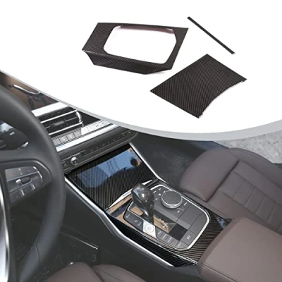 Image de DIYUCAR Panneau décoratif en fibre de carbone ABS pour console centrale voiture G20 G28 325 Série 3 2019 2020 avec conduite à gauche