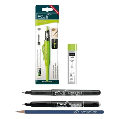 Image de Pica Lot de 24 marqueurs Fine Dry 0,9 + mines rechange graphite HB marqueur permanent 0,7 noir blanc