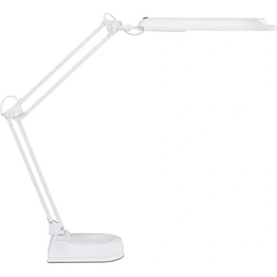 Image de MAUL Lampe de bureau LED MAULatlantic sur pied lumière du jour 6500 K &amp; 860 lm avec tête d&#039;éclairage réglable Sigle GS (sécurité contrôlée) Blanc
