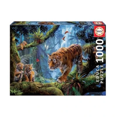 Image de Educa Puzzle de 1000 pièces pour Adultes Tigres sur l&#039;arbre. Comprend Fix Tail l&#039;accrocher Une Fois l&#039;assemblage terminé. À partir 14 Ans (17662)