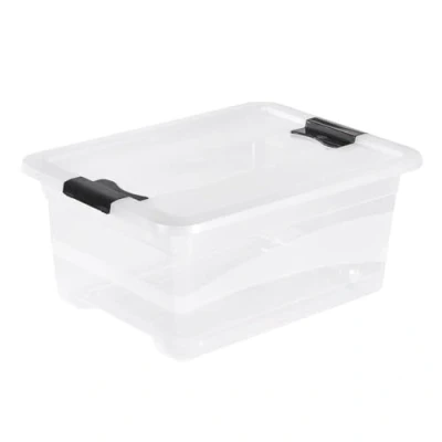 Image de keeeper Boîte de Rangement avec Couvercle et Système Fermeture Coulissante, 39,5 x 29,5 17,5 cm, 12 l, Cornelia, Transparent
