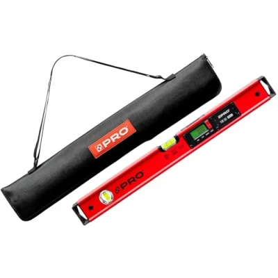 Image de PRO900 Niveau Electronique 60cm avec 2 écrans LCD et pochette à bulle numérique mémoire de mesure jusqu&#039;à 19 résultats Indice protection IP65 Couleur Rouge