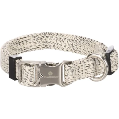 Image de Flamingo Collier pour Chien Lago Blanc/Noir S 30 45cm 15mm Réglable en continu Boucle à clic et Anneau Laisse chromées