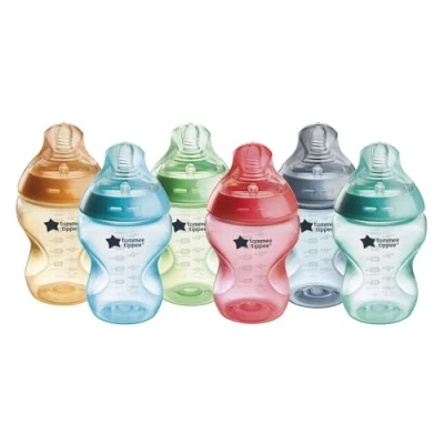Image de Tommee Tippee Biberons, Biberon Anti colique Natural Start, 260ml, tétine imitant la forme du sein pour une prise en bouche naturelle, lot de 6