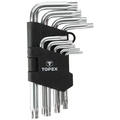 Image de TOPEX 35D960 Ensemble de tournevis coudés T10, T15, T20, T25, T27, T30, T40, T45, T50 Acier chrome vanadium 9