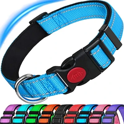 Image de Dog Collar, Reflective Adjustable Basic Collar with Soft Neoprene Padding, Durable Nylon Pet Collars for Puppy Small Medium Large Dogs