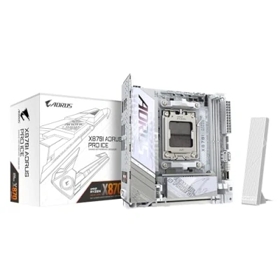 Image de GIGABYTE Carte mère X870I AORUS Pro Ice Prend en Charge Les processeurs AMD Ryzen série 9000, 8+2+1 Phases VRM, jusqu&#039;à 8400 MHz DDR5 (OC), 1 PCIe 5.0 M.2 + 4.0 M.2, WI FI 7, 2,5GbE LAN, USB