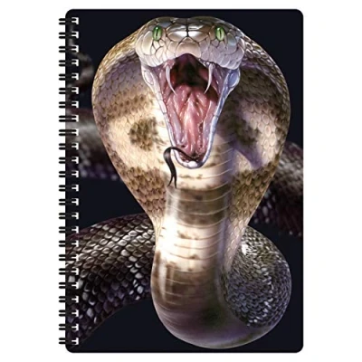 Image de 3D LiveLife Carnet A5 Cobra de Deluxebase. lenticulaire 80 pages. Papeterie école bureau avec illustrations sous licence l&#039;artiste renommé John Naito bloc note cahier spirale