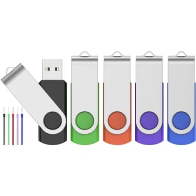 Image de Lot de 5 Clé USB 2.0 8 Go Mémoire Sticks Cle 8Go Lecteur Flash Rotatif PenDrive avec Cordes FEBNISCTE Clef Multicolore Stick Stockage Données