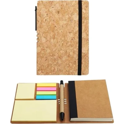 Image de Belle Vous Cahier de Note Journal A6 avec Stylo et Notes Autocollantes (Lot 2) Carnet 10 x 14,5 cm 70 Pages Ligné 65 g/m2 Couverture Rigide Style Liège