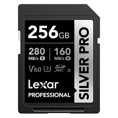 Image de Lexar SILVER PRO carte SD 256Go, mémoire UHS II, V60, U3, C10, Jusqu&#039;à 280Mo/s en lecture, 160Mo/s écriture, SDXC pour DSLR/caméra/photographe/vidéaste/passionné (LSDSIPR256G BNNAA)