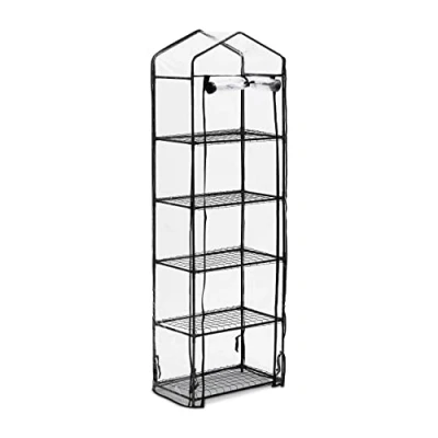 Image de Relaxdays Serre de Balcon, 5 étagères, Structure en Acier et bâche PVC, HLP : 193 x 58 36 cm, Transparent/Noir