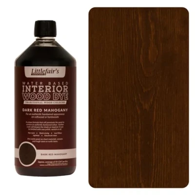 Image de Littlefair&#039;s Teinte Bois 1ltr Teinture Écologique À Base D&#039;Eau et Sûre Lasure Intérieur à Séchage Rapide Peinture pour Nettoyage Facile Couleur:Acajou rouge foncé