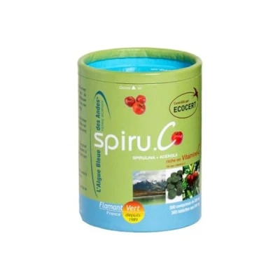 Image de Flamant Vert Spiruline Algue Bleue des Andes et Acérola Bio 300 Comprimés de 500 mg
