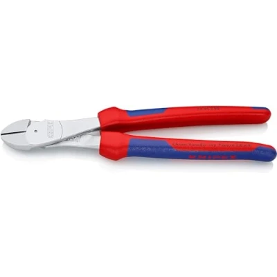 Image de Knipex Pince coupante de côté à forte démultiplication chromée, avec gaines bi matière 250 mm 74 05