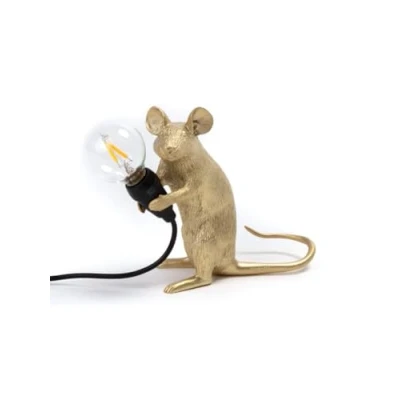 Image de SELETTI Mouse Lamp Ampoule LED décorative USB debout or