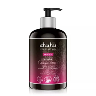 Image de ahuhu REBUILD Après shampoing kératine XXL (500 ml) à la phytokératine végétale, répare, protège et régénère les cheveux, cheveux abîmés, cassants, colorés ou permanentés