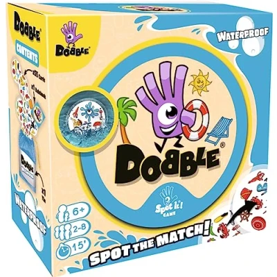 Image de Asmodee , Dobble Waterproof Card Game Ages 6+ 2 8 Players 15 Minutes Playing Time