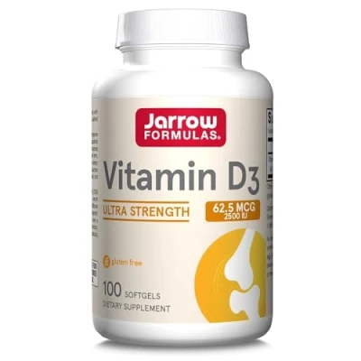 Image de Jarrow Formulas, Vitamine D3, 2.500 IU Dépôt, 1 Capsule tous les 3 Jours, 100 Capsules molles, Testé en Laboratoire, Sans Gluten, Soja, OGM