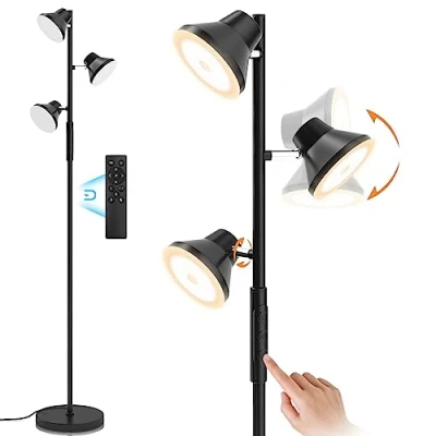 Image de SIBRILLE Lampadaire LED Dimmable 36W, 2500LM sur Pied Salon Avec Télécommande, Lampe 4 Températures de Couleur, 3 Lampes Réglable pour Chambre Bureau [2024 Mise à jour]