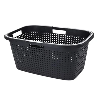 Image de panier à linge, en plastique, 60 x 39 cm, noir, avec poignées rabattables, provisions
