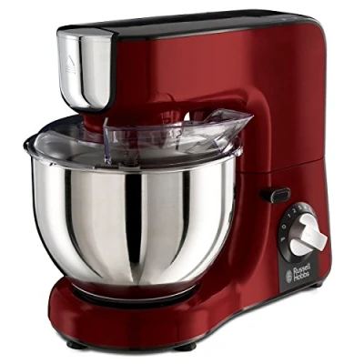 Image de Russell Hobbs Robot pâtissier multi [pétrin, batteur &amp; blender] Desire Rouge (3 fouets: pâtes lourdes, crochet pétrin, fouet en inox, bol blender 1,5L, 10 vitesses, anti projection) 23480 56