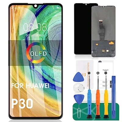 Image de SRJTEK pour Huawei P30 Écran LCD Remplacement D&#039;écran Tactile Digitizer ELE L29, L09, AL00 Assemblage Support Empreinte Digitale (OLED Noir No Frame)