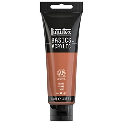 Image de Liquitex 8870056 Basics peinture acrylique, artistique monopigmentée, résistante à la lumière, qualité archive, finition satinée, tube de 118 ml Cuivre