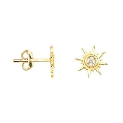 Image de SOFIA MILANI Boucles d&#039;Oreilles pour Femme en Argent 925 Plaqué Or avec Pierres de Zircon Motif Forme Clous d&#039;Étoile Soleil 20554