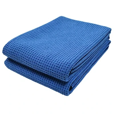 Image de Polyte 2 Serviettes de séchage en Microfibres Elite Tissage alvéolé Bleu 63 x 91 cm