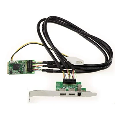 Image de KALEA INFORMATIQUE Carte contrôleur Mini PCIe Firewire 800 et 400 IEEE1394A IEEE1394B sur Port mPCIe avec 2+1 Sorties Chipset TI
