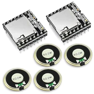Image de 2 pièces Module de Lecteur MP3 Open Source Mini capteur avec boîtier métallique Haut Parleur Rond 2W 8ohm (Module et 4 pièces) Compatible arduino