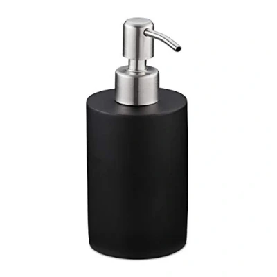 Image de Relaxdays Distributeur de Savon 180 ML Rechargeable Salle Bain WC Cuisine Liquide polyrésine Pompe INOX Noir