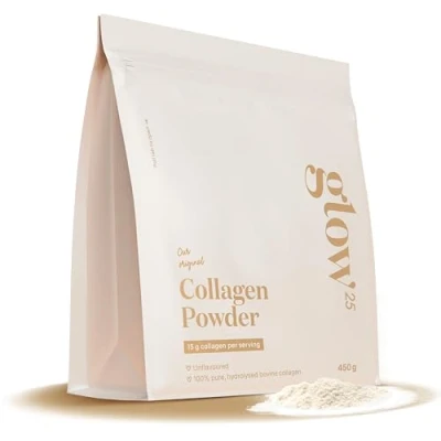 Image de Collagene en poudre Glow25® [450g] Complément Alimentaire L&#039;Original Collagène premium hydrolysé pur Peptides de type 1 et 3 Haute Solubilité naturel Collagen