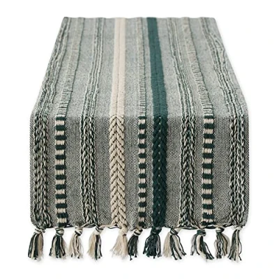 Image de DII Chemin de Table tressé à Rayures Style Rustique 38,1 x 182,9 cm Vert foncé