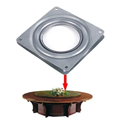 Image de Lazy Susan Plate Forme Tournante Carrée de 4 Pouces Pivotante Plateau Tournant à 360 degrés avec des Roulements Billes en Acier Fins Multiples pour Le Support Table Bureau TV