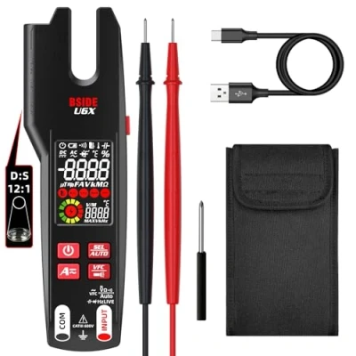 Image de BSIDE U6X Testeur Électrique Pince Ampèremétrique Ouverte AC DC 600A avec Thermomètre IR Amélioré 12:1 LCD Couleur 9999 Comptes VFC Multimètre Numérique Intelligent TRMS Batterie Rechargeable