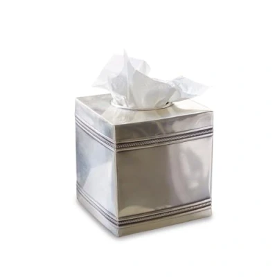 Image de Loberon Boîte à mouchoirs Semoine H/L/P env. 14 13 cm INOX argenté Vieilli