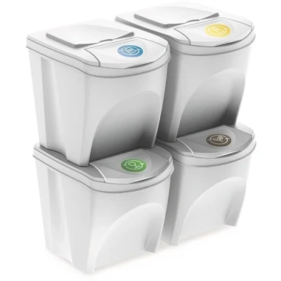 Image de Prosperplast Set 4 x 25 l poubelle de recyclage SORTIBOX ashen
