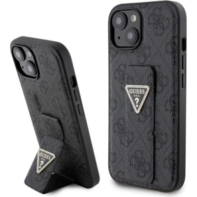 Image de GUESS GUHCP15SPGS4TDK Coque pour iPhone 15 6.1&quot; Noir hardcase Grip Stand 4G Triangle Strass